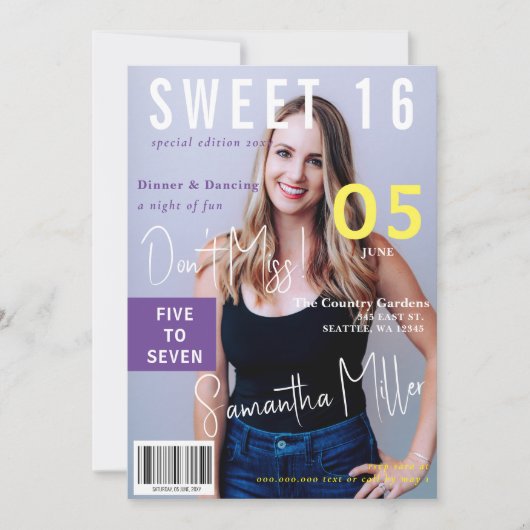 マガモダンジンカバー2枚Sweet 16 招待状 (正面)