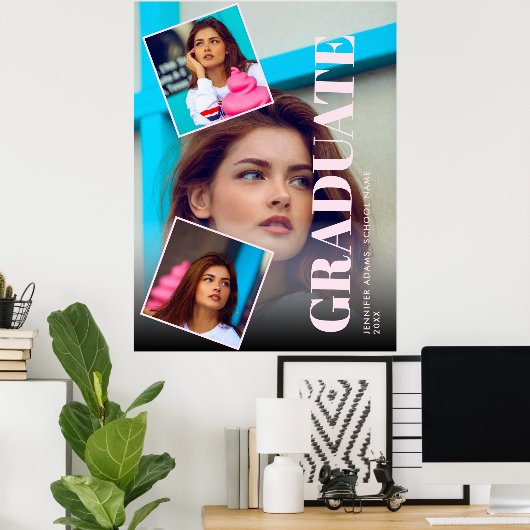 マガモダンジン3枚の写真の卒業 ポスター (ホームオフィス)