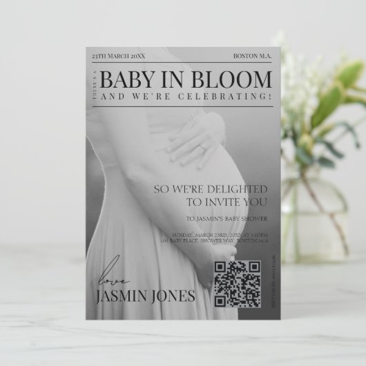 マガユニークジンスタイル編集写真ベビーシャワー 招待状 (スタンド正面)