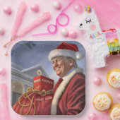 マガレッドサック付きサンタクローストランプ ペーパープレート (パーティー)