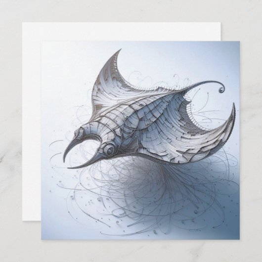 マガ転がジン紙マンタ線グリーティングカード ノートカード (正面/裏面)