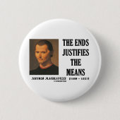 マキアベリの端は手段の引用文を正当化します 缶バッジ (正面)