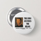 マキアベリの端は手段の引用文を正当化します 缶バッジ (正面&裏面)