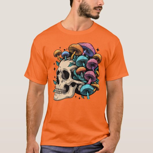 マキサイケデリックカラフルノスカルコテージコア Tシャツ (正面)