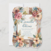 マキシマリストのウェディング招待状 ビジー デコレーション 招待状 (正面)