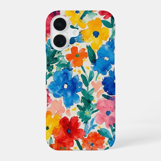 マキシマリスト フラワー ウォーターカラー パターン iPhone 16ケース (裏面)