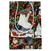 マキシマリスト レトロ クリスマス コラージュ ミディアムペーパーバッグ (正面)