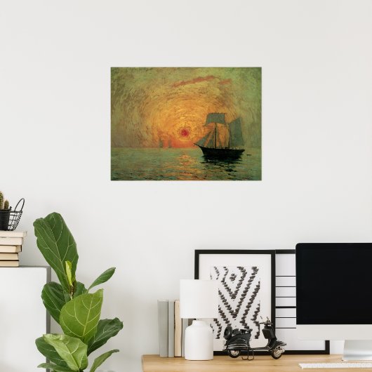 マキシム・マウフラの『赤い太陽』、ヴィンテージ印象派 ポスター (ホームオフィス)