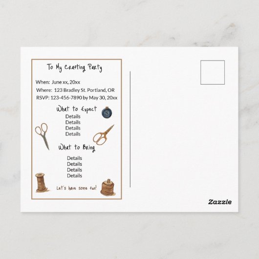 マキシンルモディッシュ招待状テンプレート ポストカード (裏面)