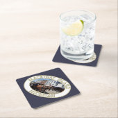 マキナック島のダウンタウンにある馬と馬車(MI) スクエアペーパーコースター (インサイチュ)