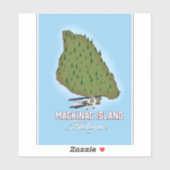 マキナック島ミシガン地図 シール (シート)