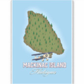 マキナック島ミシガン地図 シール (正面)