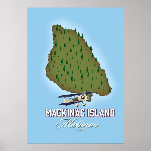 マキナック島ミシガン地図 ポスター (正面)