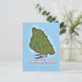 マキナック島ミシガン地図 ポストカード (スタンド正面)