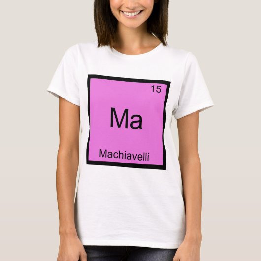 マキャベリのおもしろ化学元素記号 Tシャツ (正面)