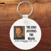 マキャヴェリが手段の引用文を正当化 キーホルダー (正面)