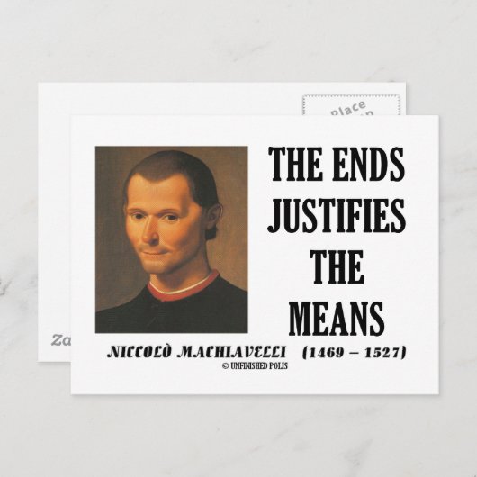 マキャヴェリが手段の引用文を正当化 ポストカード (正面/裏面)