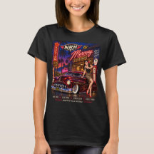 マキュリー・カスタムズ ビンテージ・ピンアップ ホットロッド 女性用Tシャツ