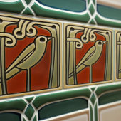 マキントシュバードグリーンレッドウォールデコール タイル