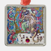 マギの崇拝、イルカと出生モノグラム メタルオーナメント (正面)