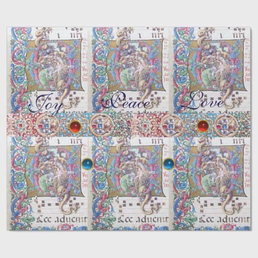 マギの崇拝、イルカと出生モノグラム ラッピングペーパー (フラット)