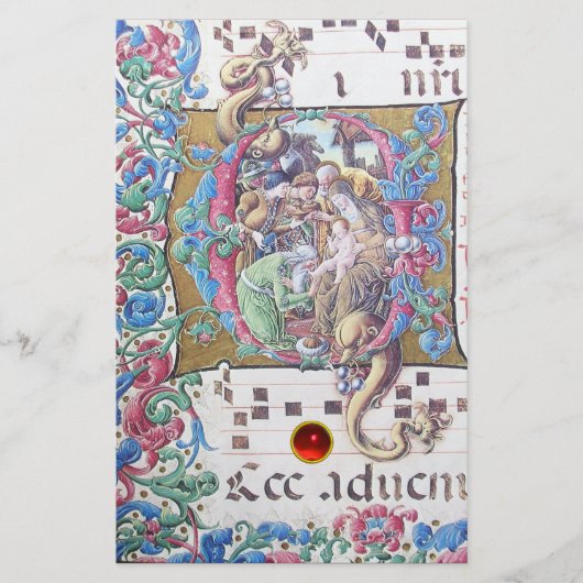 マギの崇拝、イルカと出生モノグラム 便箋 (正面)