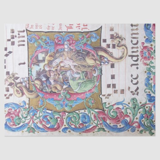 マギの崇拝、イルカと出生モノグラム 薄葉紙 (正面)