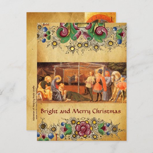 マギの崇拝、クリスマスのフローラ シーズンポストカード (正面/裏面)