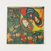 マギの礼拝 ,原始的なキリスト誕生の情景 クリスマス タペストリー (正面(横))