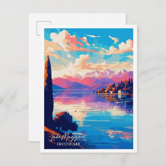 マギオーレ湖スイスアートヴィンテージ旅行 ポストカード (正面/裏面)