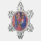 マギクリスマス出生祭の崇拝 スノーフレークピューターオーナメント (右)