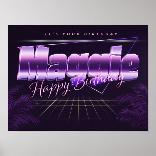 マギー名Vorname lila retroポスターGeburtstag ポスター (正面)