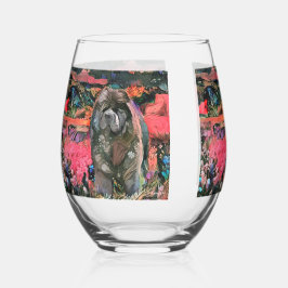 マギー黒いチャウステレスワイングラス ステムなしワイングラス