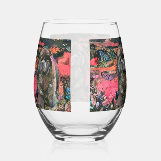 マギー黒いチャウステレスワイングラス ステムなしワイングラス (右)