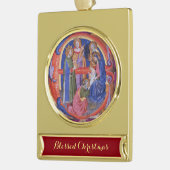 マギ出生クリスマスパーチメントの崇拝 ゴールドプレートバナーオーナメント (左)