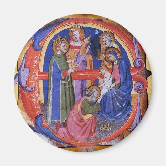 マギ出生クリスマスパーチメントの崇拝 マグネット (正面)