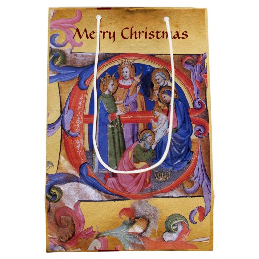 マギ出生クリスマスパーチメントの崇拝 ミディアムペーパーバッグ (裏面)