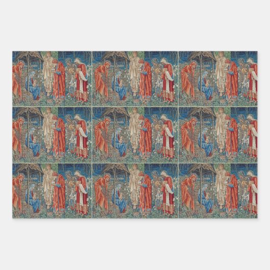 マギ、マリア、ベビーイエスの贈り物包み ラッピングペーパーシート (正面)