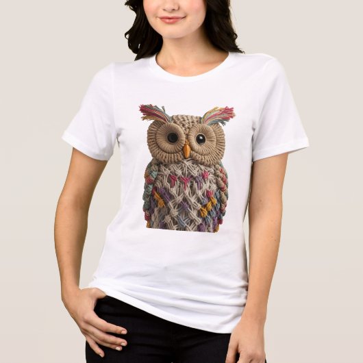 マクお洒落ラメフクロウBoheの手作りTouch トライブレンドTシャツ (正面)
