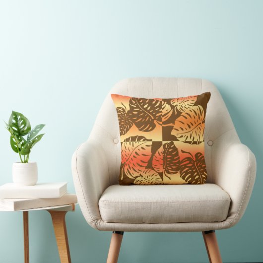 マクアモンステラハワイアンストライプのブレンドピロー クッション (椅子)