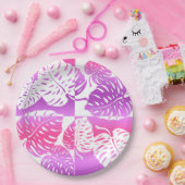 マクアモンステラ熱帯ハワイアンブレンドストライプの物 ペーパープレート (パーティー)