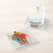 マククレランド・バークレイのスノーシューズを履く夫婦 ガラスコースター (アングル)