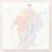 マククレランド・バークレイのスノーシューズを履く夫婦 ガラスコースター (裏面)