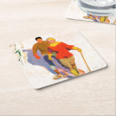 マククレランド・バークレイのスノーシューズを履く夫婦 スクエアペーパーコースター (アングル)