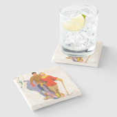 マククレランド・バークレイのスノーシューズを履く夫婦 ストーンコースター (横)