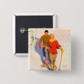 マククレランド・バークレイのスノーシューズを履く夫婦 缶バッジ (正面&裏面)