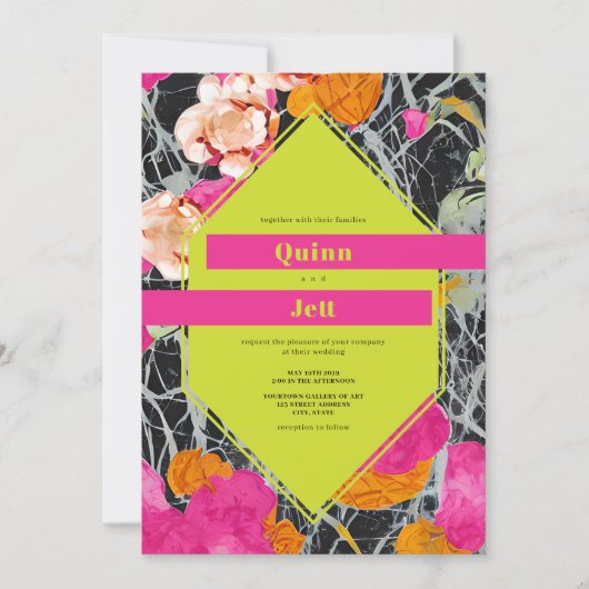 マクシマモダンリスト大理石結婚フローラ 招待状 (正面)