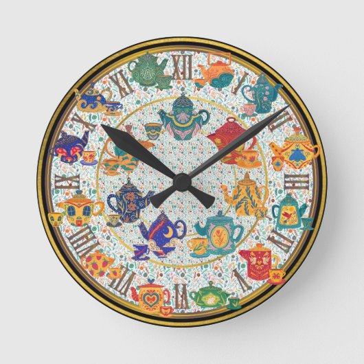 マクシマリストキッチンデコーティータイムカスタムコテージ ラウンド壁時計 (正面)