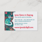 マクシマリストティール（緑がかった色）キャットオンフォークシーフローラ名刺 名刺 (裏面)