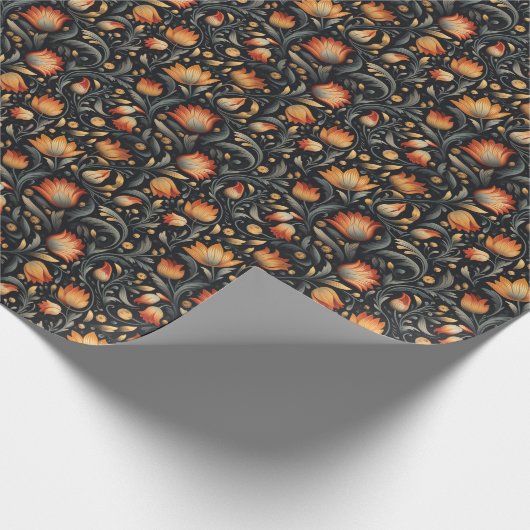 マクシマリストフォークアートアンティークフローラ植物学 ラッピングペーパー (角)